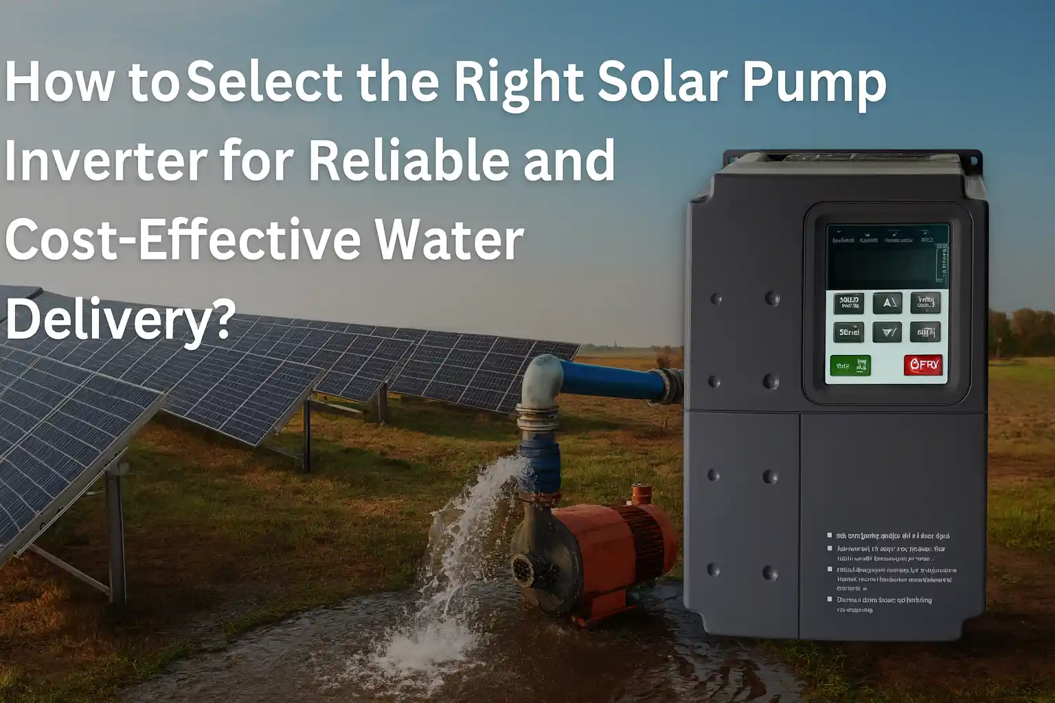 How to Select the Right Solar Pump Inverter for Reliable and Cost-Effective Water Delivery？